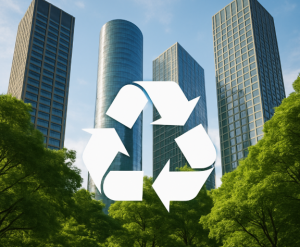 Illustration of a building implementing ESG in their culture