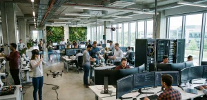 digital coes within gccs depicted by people working in a tech setup